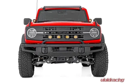 Rough Country Light Bar Mount 3.5" Round LED Quad Black Amber DRL OE Modular Steel Ford Bronco 21-24 - 51136