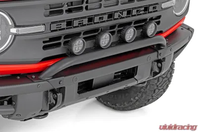 Rough Country Light Bar Mount 3.5" Round LED Quad Black Amber DRL OE Modular Steel Ford Bronco 21-24 - 51136