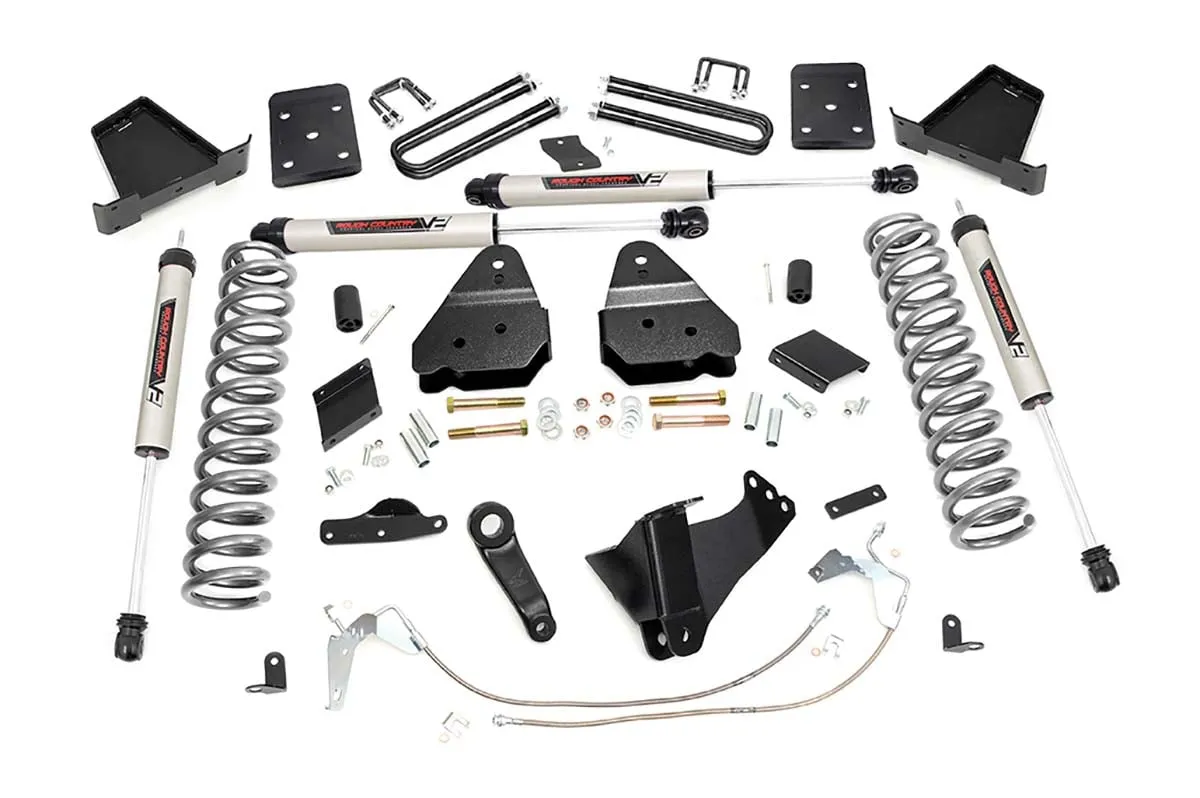 Rough Country 6" Lift Kit Gas V2 Monotube Shocks without Factory Rear Overload Springs Ford F-250 Super Duty 2015-2016 - 52970