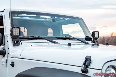 Rough Country Lower Windshield Light Mounts Jeep Wrangler JK 2007-2018 - 6004