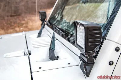 Rough Country Lower Windshield Light Mounts Jeep Wrangler JK 2007-2018 - 6004