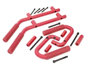 Rough Country Jeep Solid Steel Grab Handle Set 07-18 Wrangler JK, Red Jeep Wrangler 2007-2018