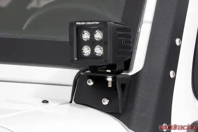 Rough Country Lower Windshield LED Light Mounts Jeep Wrangler JK 2007-2018 - 70044