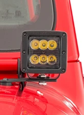 Rough Country 2" LED Lower Windshield Kit Black Series w/Amber DRL Jeep Gladiator JT Wrangler JL 2 Door Wrangler JL Unlimited 2018-2022                                     - 70052DRLA - Image 3