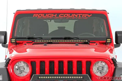 Rough Country 2" LED Lower Windshield Kit Black Series w/Amber DRL Jeep Gladiator JT Wrangler JL 2 Door Wrangler JL Unlimited 2018-2022 - 70052DRLA