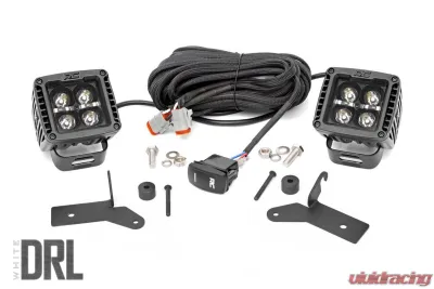 Rough Country 2" LED Lower Windshield Kit Black Series w/White DRL Jeep Gladiator JT Wrangler JL 2 Door Wrangler JL Unlimited 2018-2022 - 70052DRL