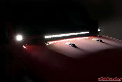 Rough Country 2" LED Lower Windshield Kit Black Series w/White DRL Jeep Gladiator JT Wrangler JL 2 Door Wrangler JL Unlimited 2018-2022 - 70052DRL