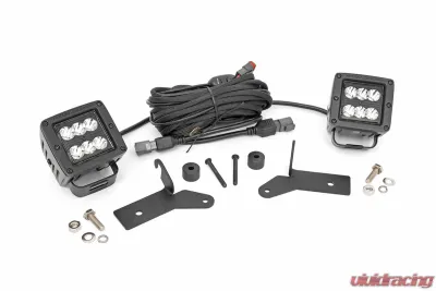 Rough Country 2" LED Lower Windshield Kit Black Series Jeep Gladiator JT Wrangler JL 2 Door Wrangler JL Unlimited 2018-2022 - 70052