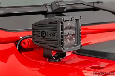 Rough Country 2" LED Cube Easy-Mount Kit Black Series w/Amber DRL Jeep Gladiator JT Wrangler JL 2 Door Wrangler JL Unlimited 2018-2022 - 70060