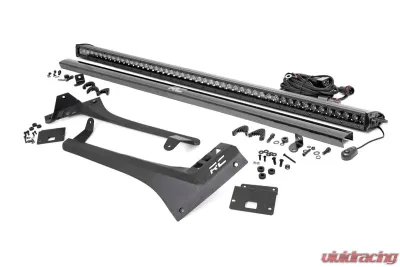 Rough Country 50" Straight LED Light Bar Upper Windshield Kit Black Series Single Row Jeep Gladiator JT Wrangler JL 2 Door Wrangler JL Unlimited 2018-2022 - 70065