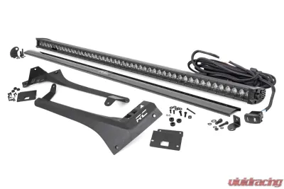 Rough Country 50" Straight LED Light Bar Upper Windshield Kit Black Series w/White DRL Single Row Jeep Gladiator JT Wrangler JL 2 Door Wrangler JL Unlimited 2018-2022 - 70066