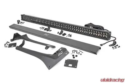 Rough Country 50" Straight LED Light Bar Upper Windshield Kit Black Series w/White DRL Dual Row Jeep Gladiator JT Wrangler JL 2 Door Wrangler JL Unlimited 2018-2022 - 70067