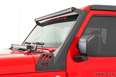 Rough Country 50" Straight LED Light Bar Upper Windshield Kit Black Series w/White DRL Dual Row Jeep Gladiator JT Wrangler JL 2 Door Wrangler JL Unlimited 2018-2022 - 70067