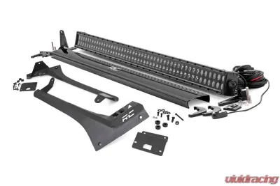 Rough Country 50" Straight LED Light Bar Upper Windshield Kit Black Series Dual Row Jeep Gladiator JT Wrangler JL 2 Door Wrangler JL Unlimited 2018-2022 - 70069