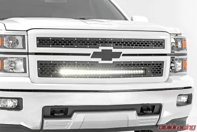 Rough Country Mesh Grille 30 Single Row LED Black Chevy Silverado 1500 2WD 4WD 2014-2015 - 70103