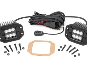 Rough Country 2 Inch Black Series LED Light Pods  Pair Flood Flush Mount