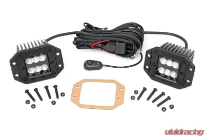 Rough Country 2 Inch Black Series LED Light Pods  Pair Flood Flush Mount - 70113BL