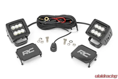 Rough Country 2 Inch Black Series LED Light Pods  Pair Flood - 70133BL