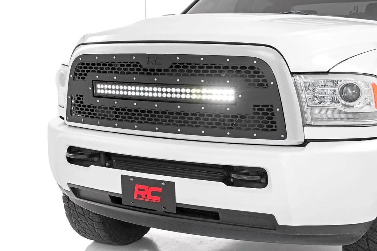 Rough Country Mesh Grille 30" Dual Row LED Black Ram 2500 3500 2WD | 4WD 2013-2018 - 70152