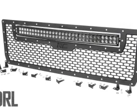 Rough Country Mesh Grille Black Series w/Amber DRL GMC Sierra 1500 2WD 4WD 2014-2015