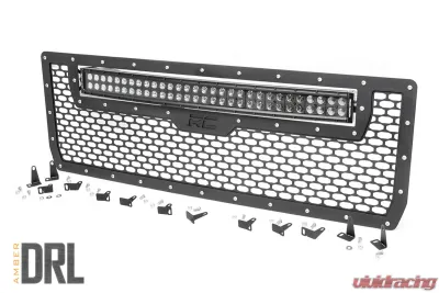 Rough Country Mesh Grille with 30 Inch Dual Row LED for 2014-2015 GMC Sierra Black Amber DRL - 70190BDA
