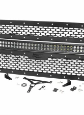 Rough Country Mesh Grille for 2015-2017 Ford F-150 with 30" Dual Row LED Black Amber DRL                                     - 70193BDA - Image 6