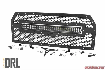 Rough Country Mesh Grille for 2015-2017 Ford F-150 with 30" Dual Row LED Black Amber DRL - 70193BDA