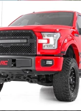 Rough Country Mesh Grille for 2015-2017 Ford F-150 with 30" Dual Row LED Black Amber DRL                                     - 70193BDA - Image 6