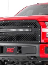 Rough Country Mesh Grille Black Series for Ford F-150 2015-2017, LED Light Bar Included                                     - 70193 - Image 6
