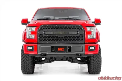 Rough Country Mesh Grille Black Series for Ford F-150 2015-2017, LED Light Bar Included - 70193