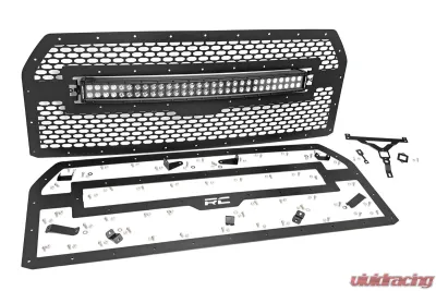 Rough Country Mesh Grille Black Series for Ford F-150 2015-2017, LED Light Bar Included - 70193