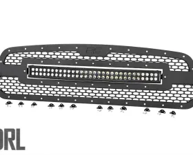 Rough Country Mesh Grille 30 Inch Dual Row LED Black White DRL for Ram 1500 2013-2024