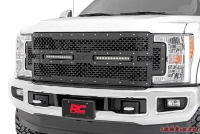 Rough Country Mesh Grille Black 12 Dual Row LED Ford F-250 Super Duty F-350 Super Duty 2WD | 4WD 2017-2019 - 70216