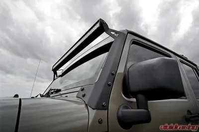 Rough Country 50 Inch LED Windshield Light Bar Mount for Jeep Wrangler 2007-2018, Black - 70504BLDRLA