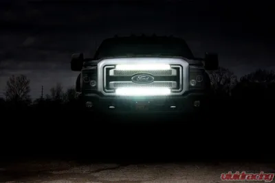 Rough Country LED Light Kit Grill 30 Inch Black Single Row White DRL for Ford F-250/F-350 2011-2016 - 70530BLDRL