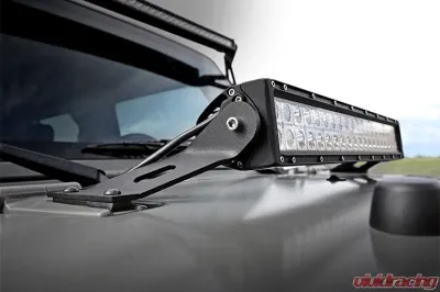 Rough Country 20" Single or Dual Row LED Light Bar Hood Mounting Brackets Jeep Wrangler JK JKU 2007-2018 - 70533