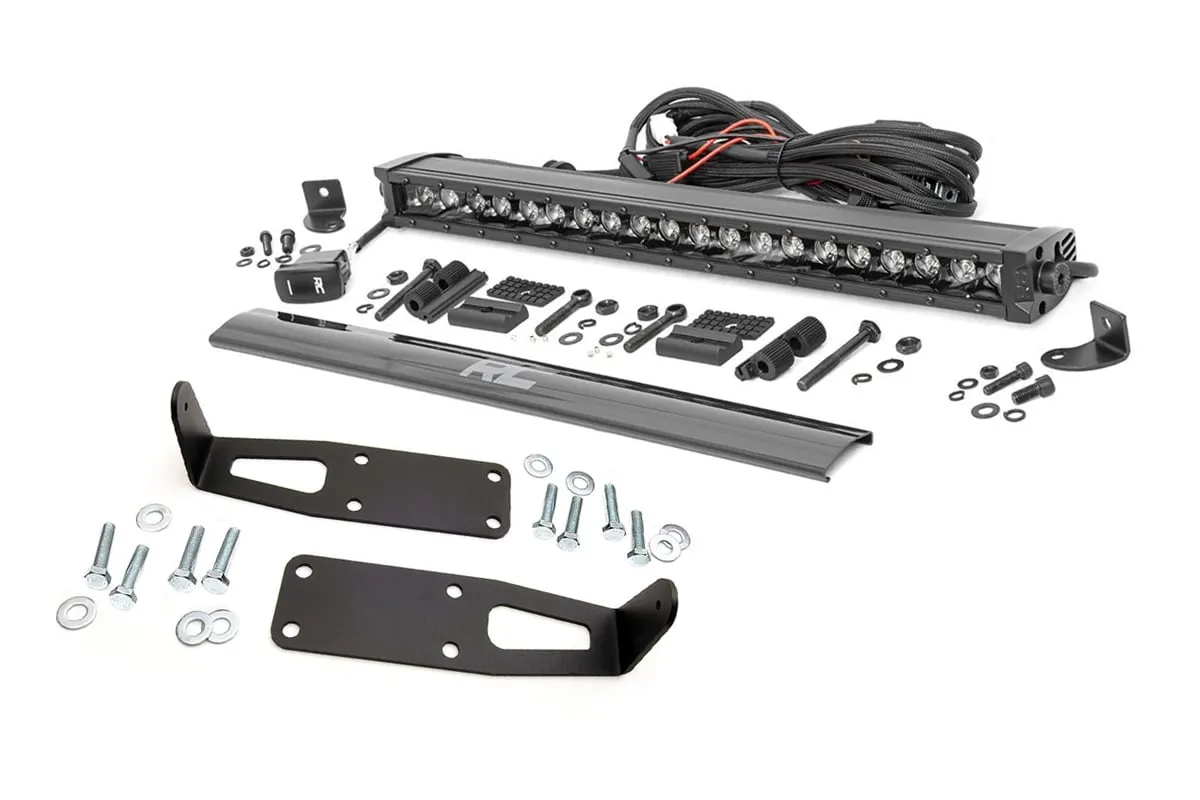 Rough Country LED Light Kit Bumper Mount 20 inch Black Single Row White DRL - 70568BLDRL