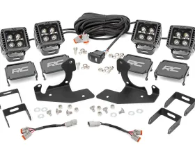 Rough Country LED Light Kit Fog Mount 2 inch Black Pair Amber DRL