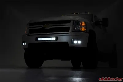 Rough Country LED Fog Light Kit 2 Inch Black Pair Amber DRL for 2011-2014 Chevy 2500HD/3500HD - 70628DRLA