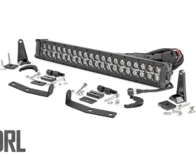 Rough Country LED Light Kit Bumper Mount 20 Inch Black Dual Row Amber DRL for Nissan Titan 2016-2024