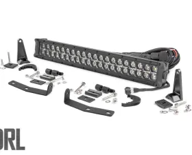 Rough Country LED Light Kit Bumper Mount 20 Inch Black Dual Row White DRL for Nissan Titan 2016-2024
