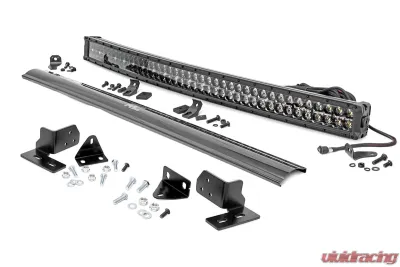 Rough Country LED Light Bumper Mount 40 Inch Black Dual Row White DRL for Ford F-250 2011-2016 - 70682DRL