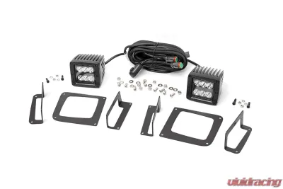 Rough Country LED Light Fog Mount 2 Black Pair GMC Sierra 1500 2WD 4WD 2014-2015 - 70689