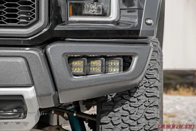 Rough Country Triple LED Fog Light Kit Black Series Ford Raptor 2017-2020 - 70700