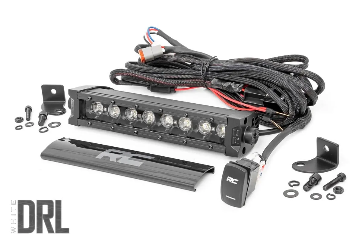 Rough Country 8 Inch Black Series LED Light Bar Single Row Amber DRL - 70718BLDRLA