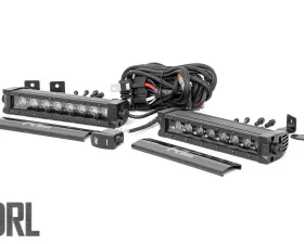 Rough Country 8 Inch Black Series LED Light Bar Single Row Cool White DRL Pair
