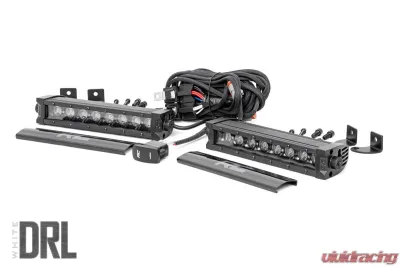 Rough Country 8 Inch Black Series LED Light Bar Single Row Cool White DRL Pair - 70728BLDRL