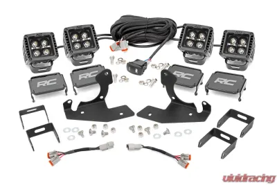Rough Country LED Light Kit Fog 2 inch Black Pairs x2 White DRL - 70762DRLA