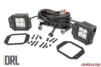 Rough Country 2 Inch Chrome Series LED Light Pods Flush Mount Amber DRL - 70803DRLA