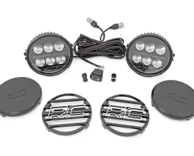 Rough Country Black Series Halo LED Light Pair White/Amber DRL 6.5 Inch Round